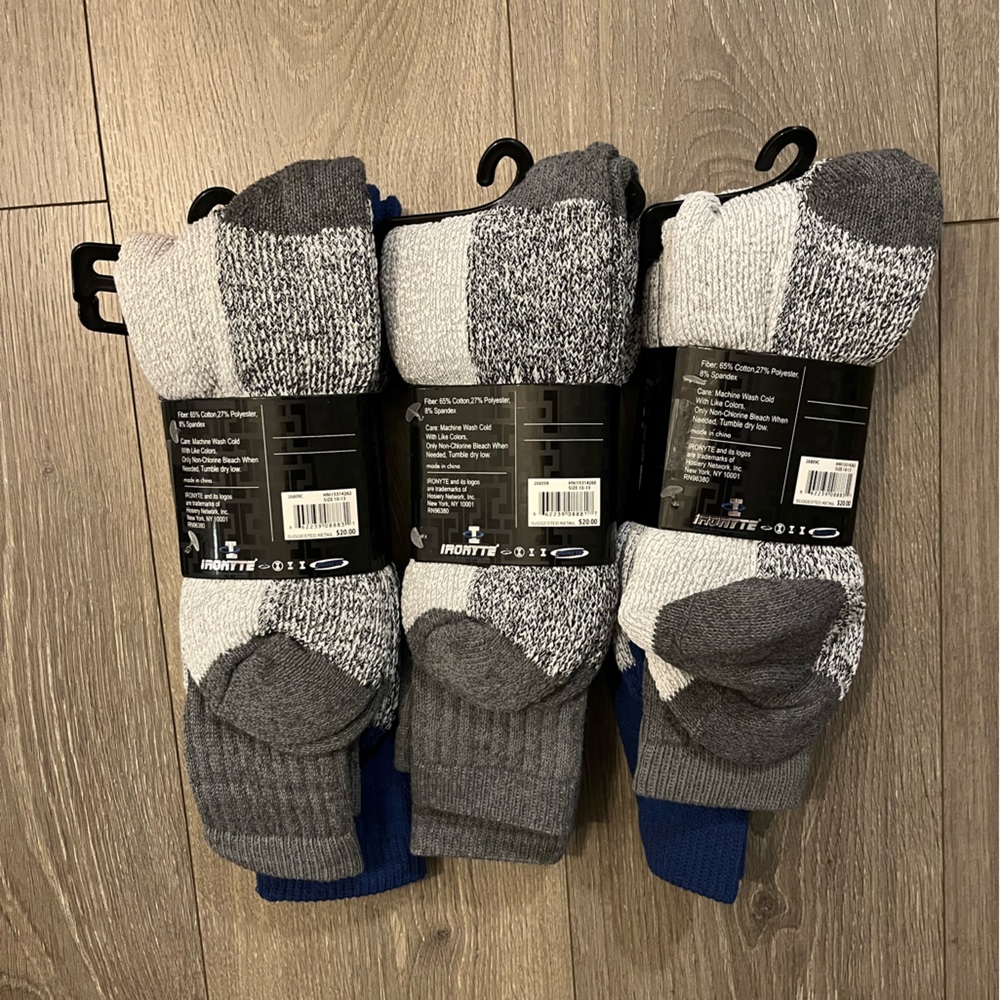 NWT Hello Outdoors 6 Pack Bundle Mens Sock Shoe Size 6-12 in Blue and Gray. - Picture 2 of 3